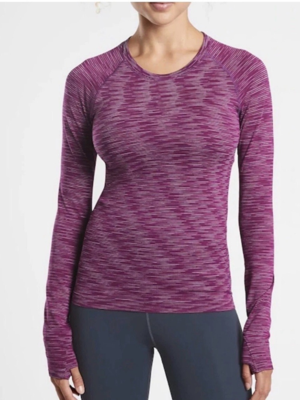 Athleta Momentum Space Dye Long Sleeve Top Sz XL Activewear Workout Yoga
